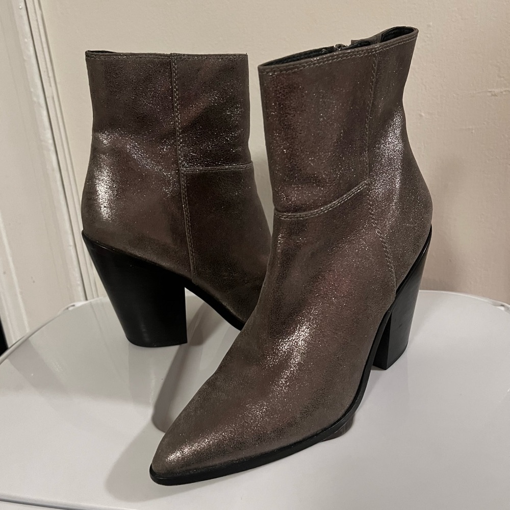 PAIGE Presley Gunmetal Metallic Leather Boot - Picture 4 of 7